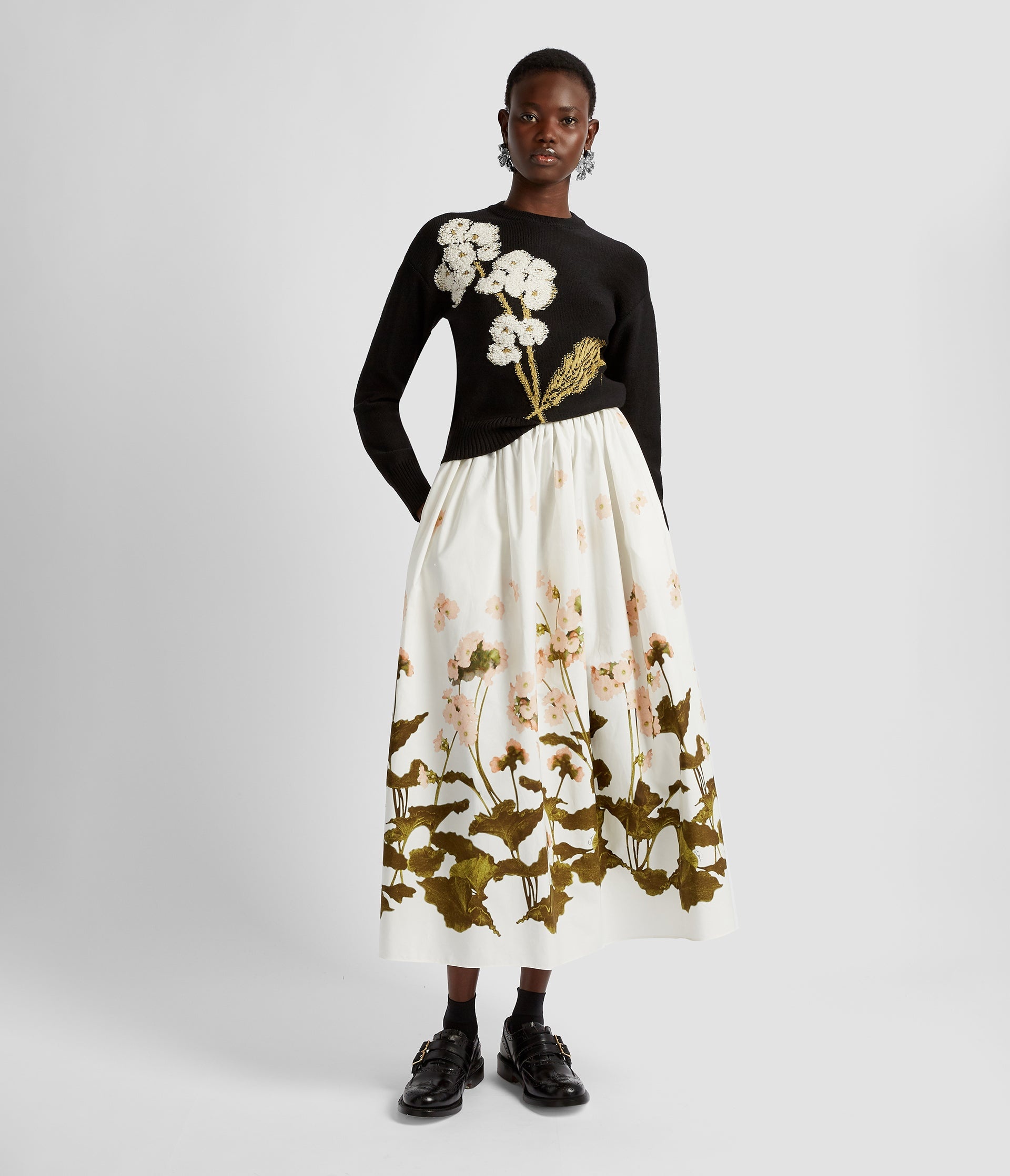 GATHERED MIDI SKIRT - 4