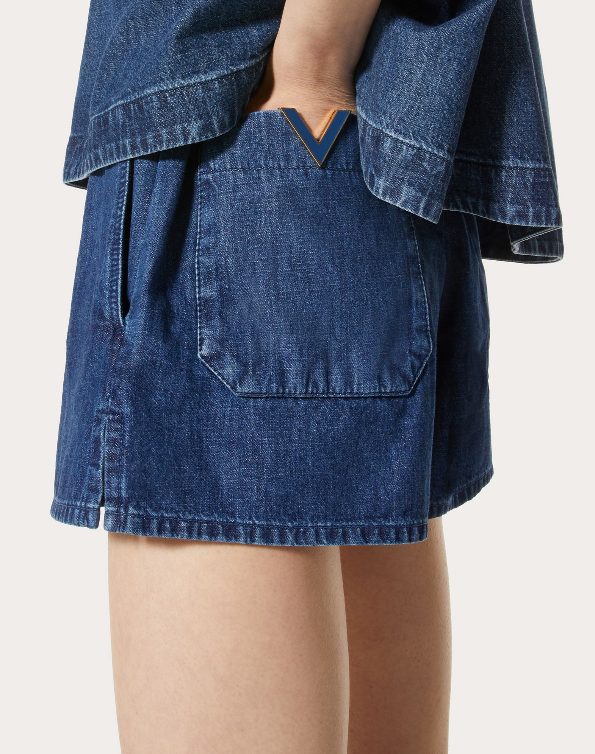 CHAMBRAY DENIM SHORTS - 5