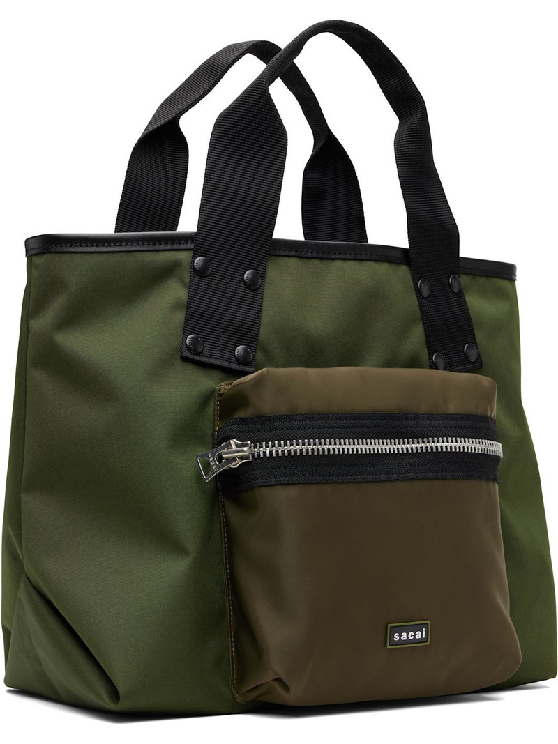sacai Khaki Medium Pocket Tote outlook
