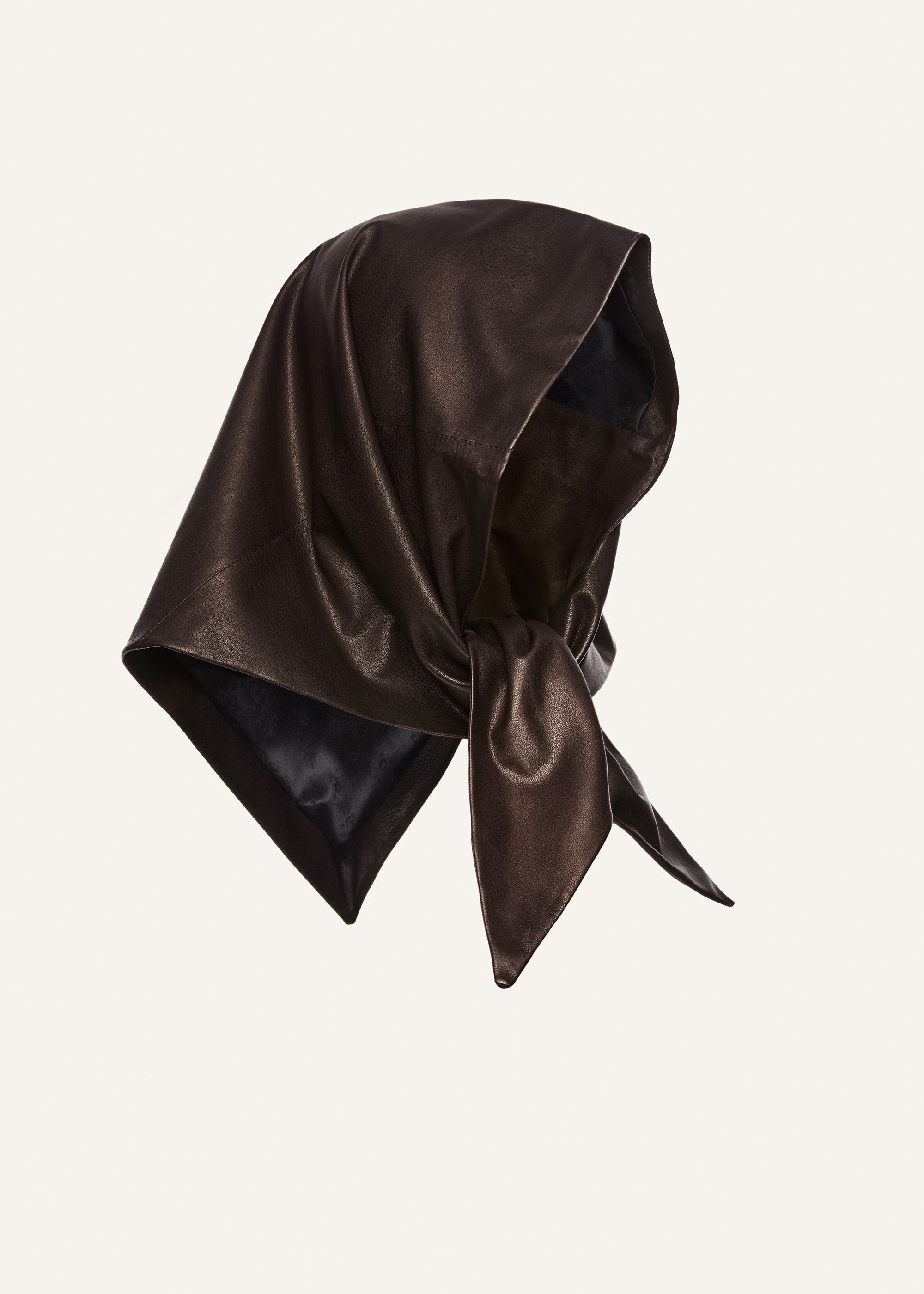 Leather tie scarf in brown - 2
