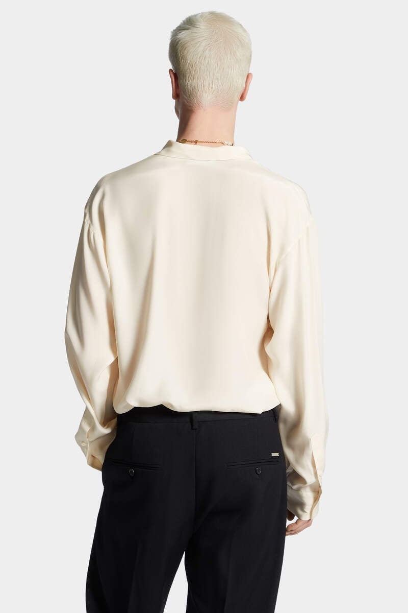 SATIN TIE DROPPED SHOULDER SHIRT - 4