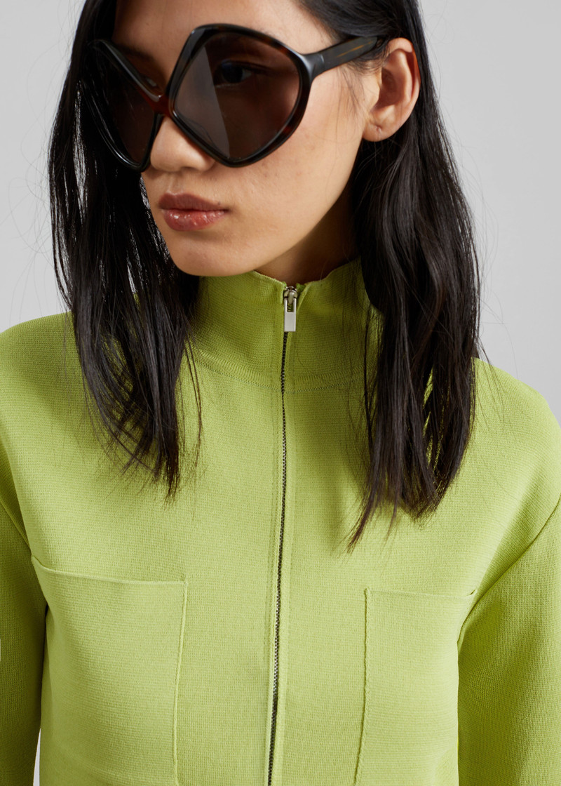 Juilly Knit Zip Cardigan - Lime 3