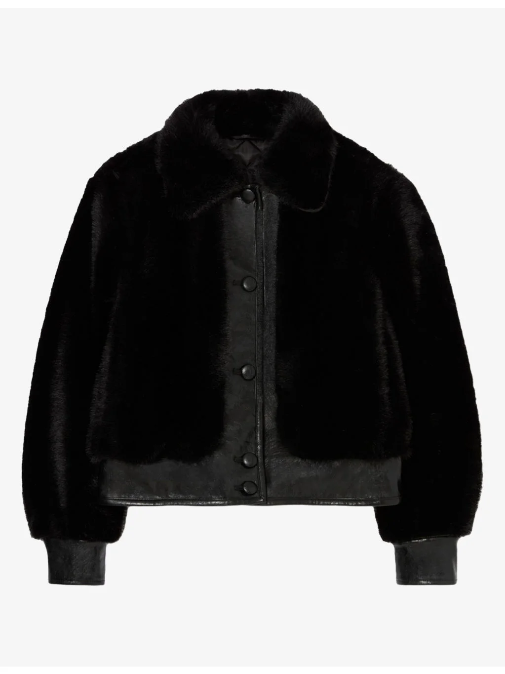 Collared Button-Down Faux-Fur Jacket - 1