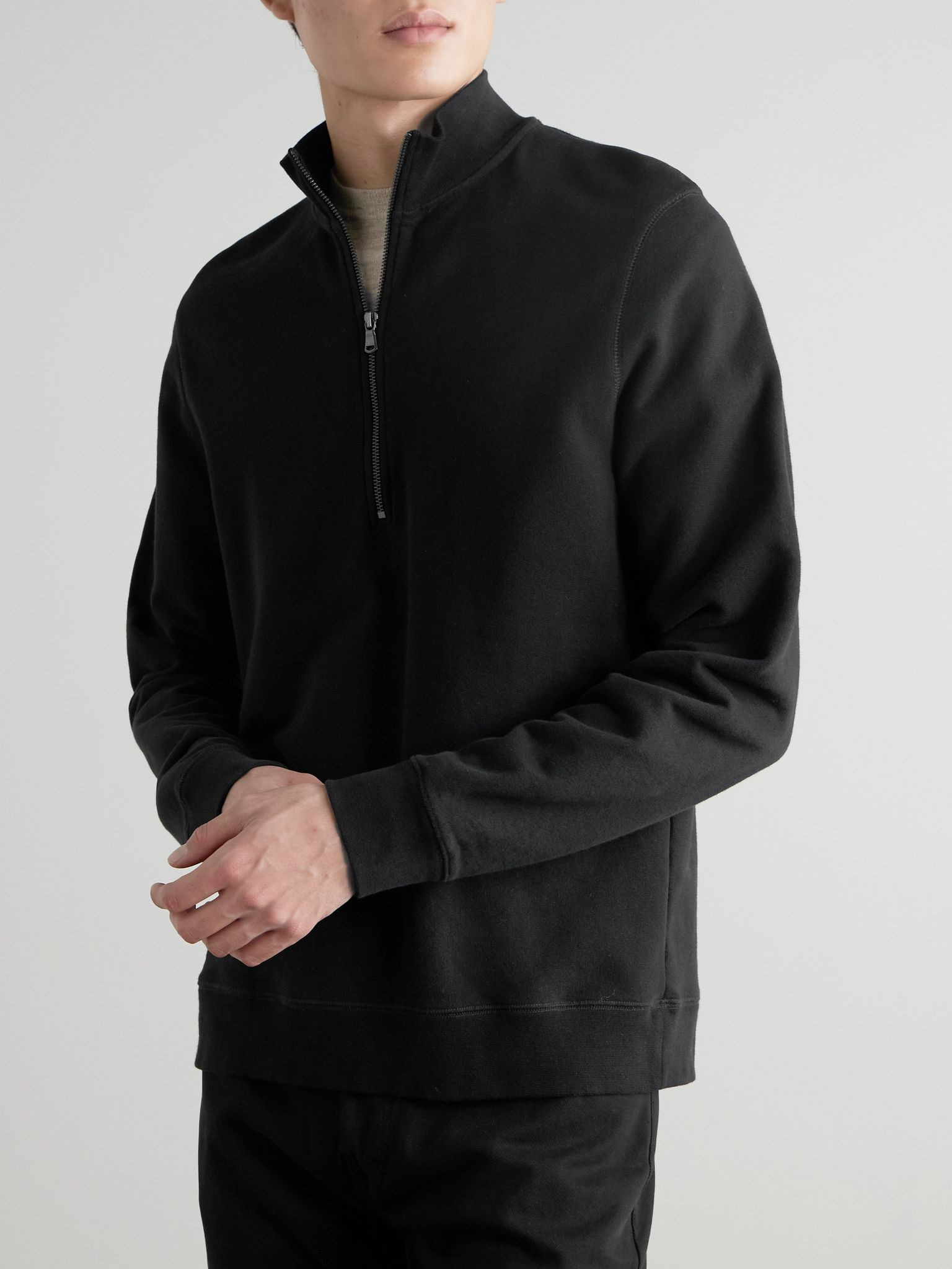 Cotton-Jersey Half-Zip Sweatshirt Black - 3
