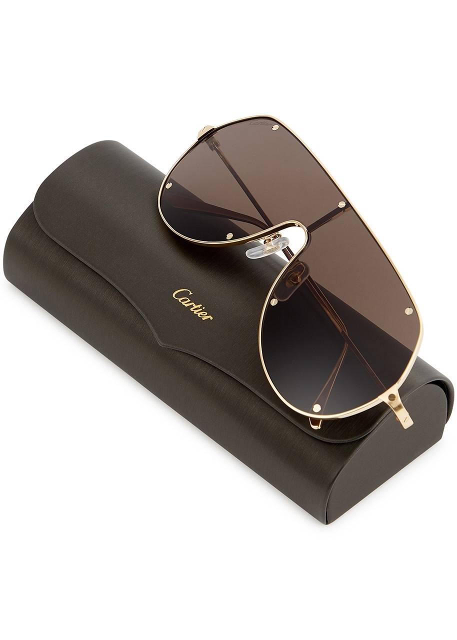 Cartier Santos De Cartier Mask Sunglasses, Sunglasses, Gold-tone - 5