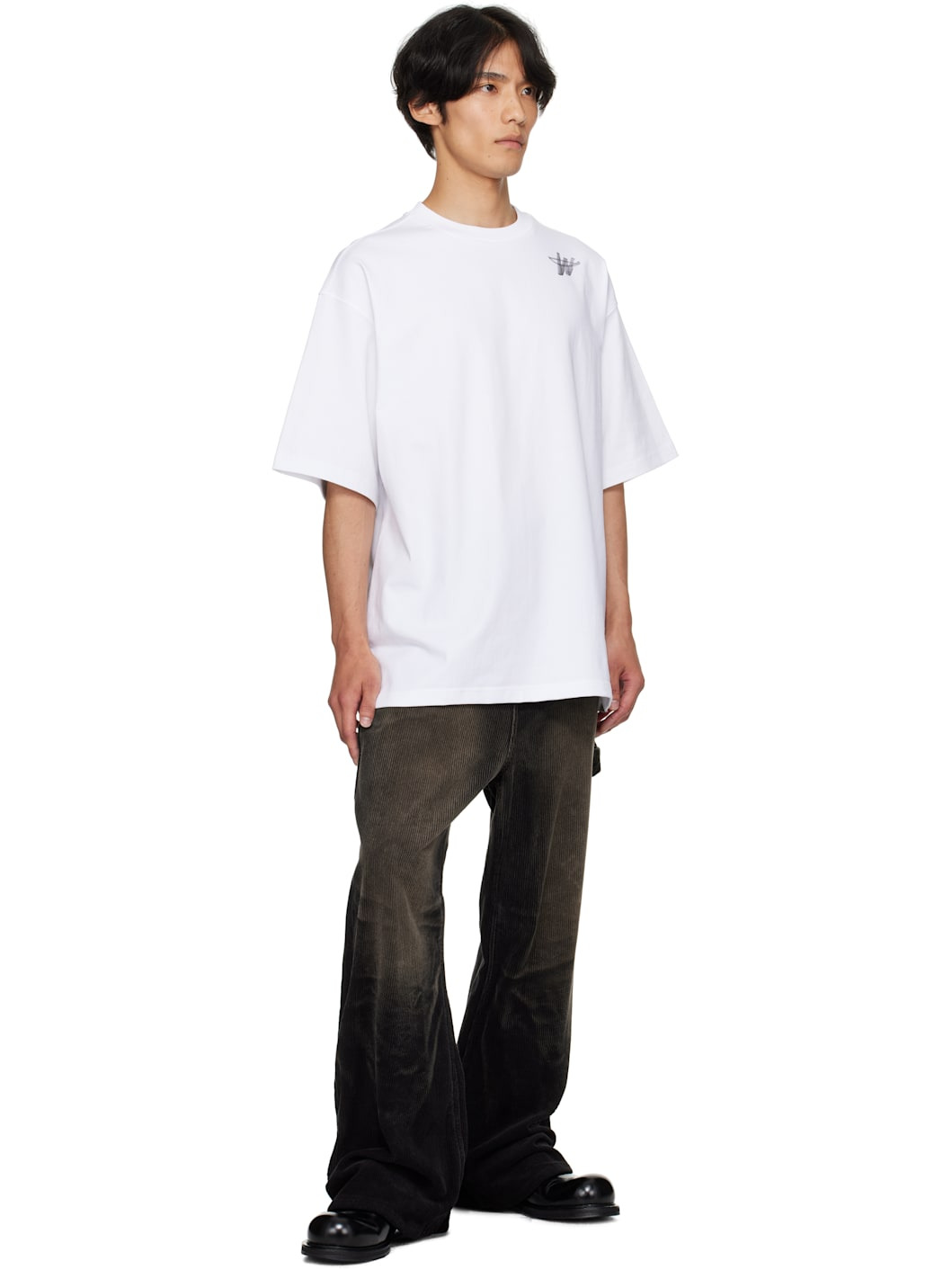 White Cotton 'WD' Logo T-shirt - 4