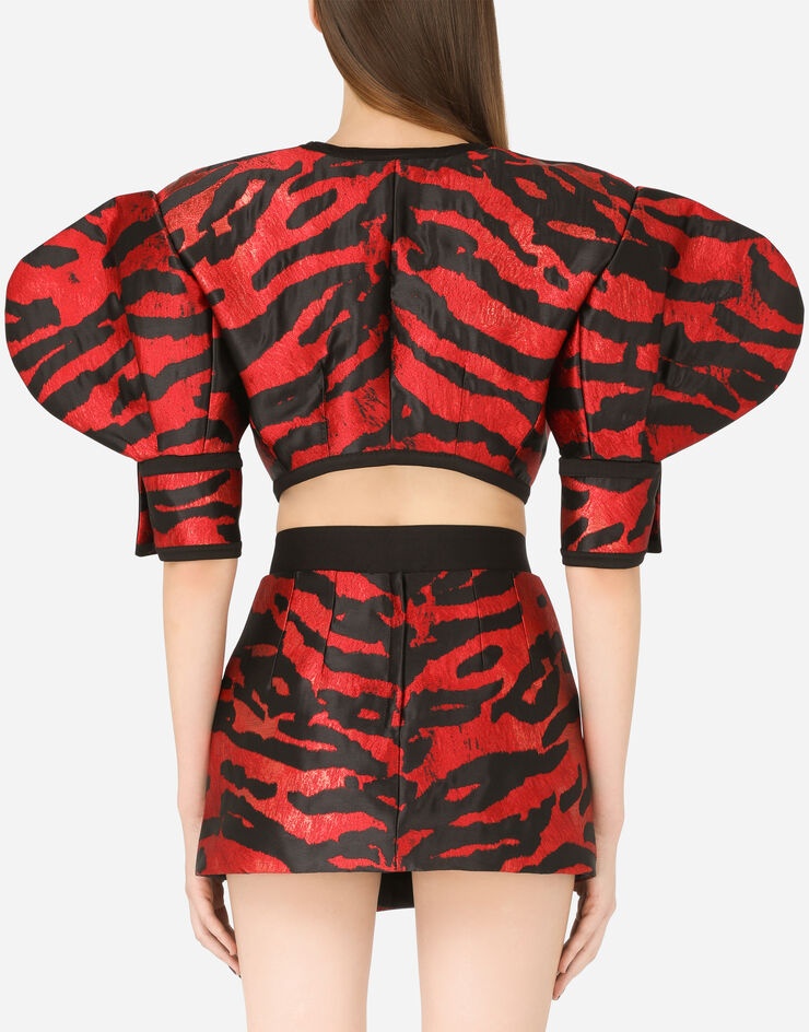 Short tiger-design lamé jacquard jacket - 2