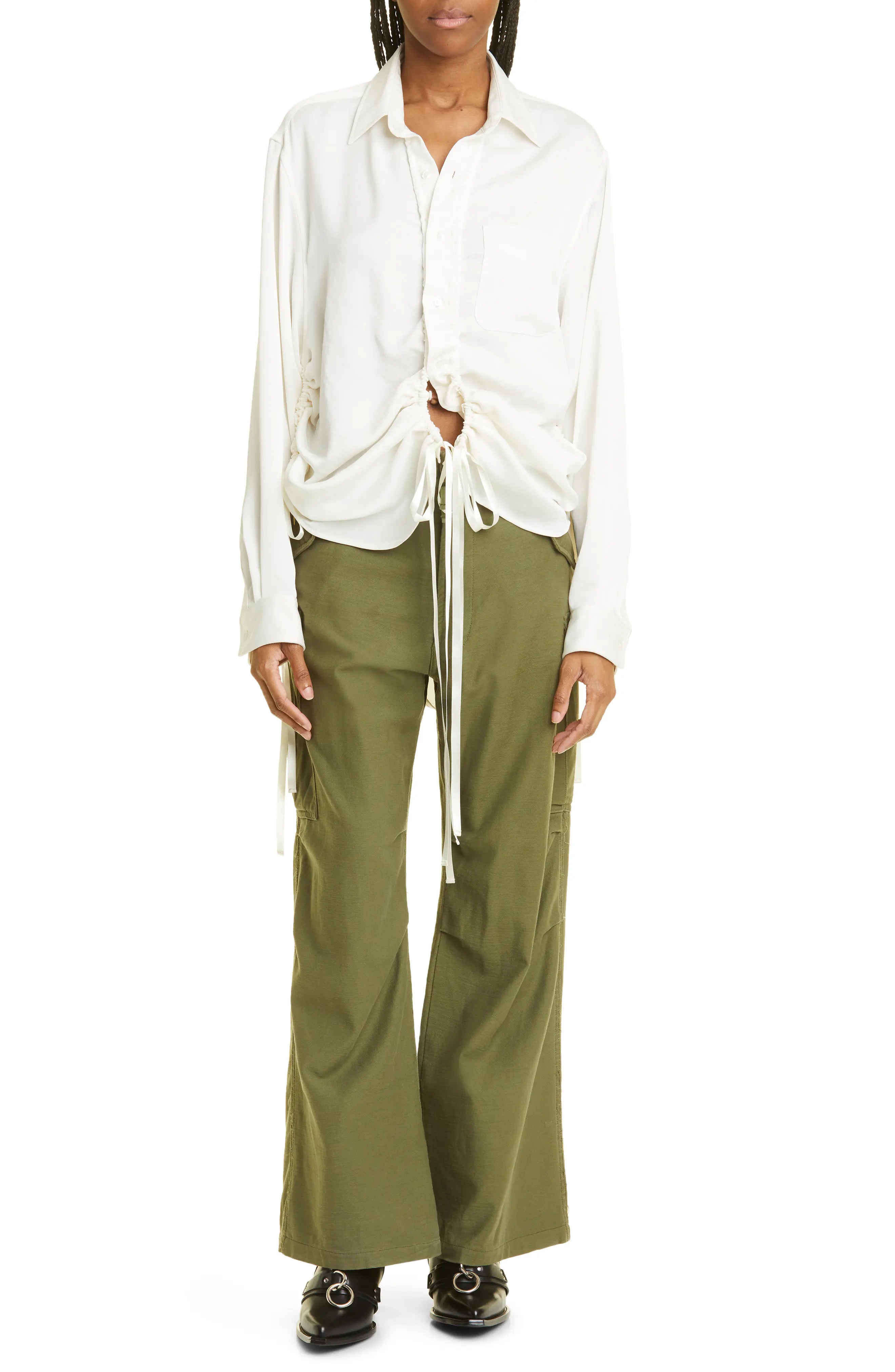 Wide Leg Cotton Cargo Pants - 7