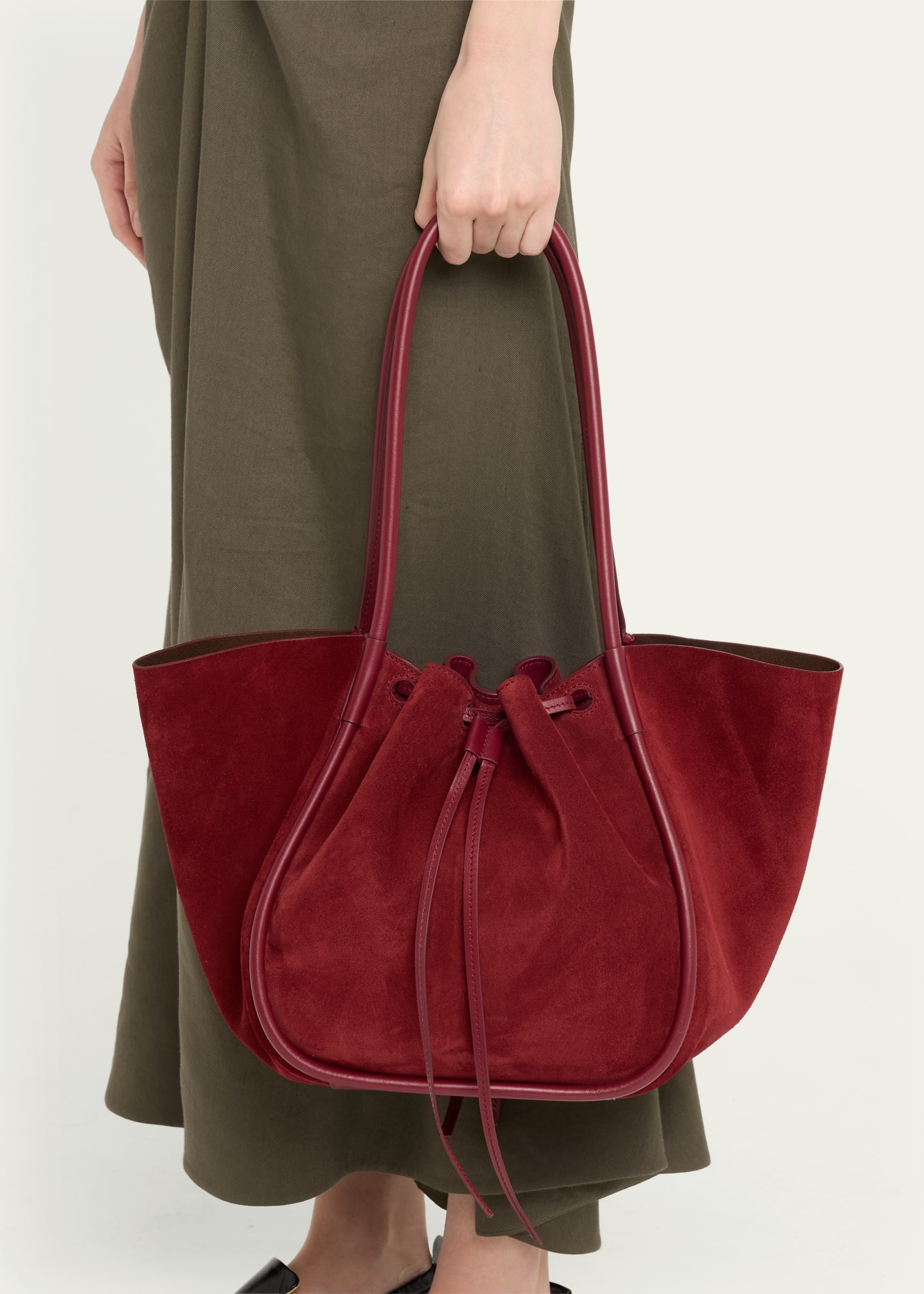 Large Ruched Suede Tote Bag - 2
