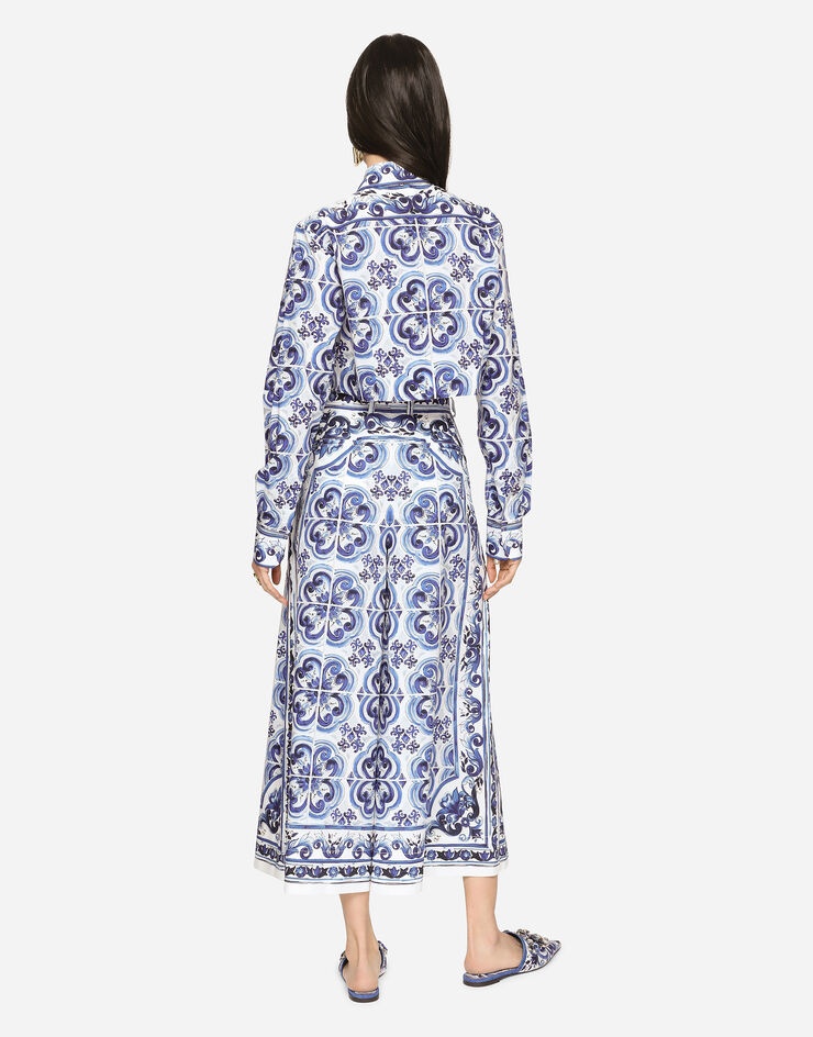 Majolica-print poplin culottes - 2