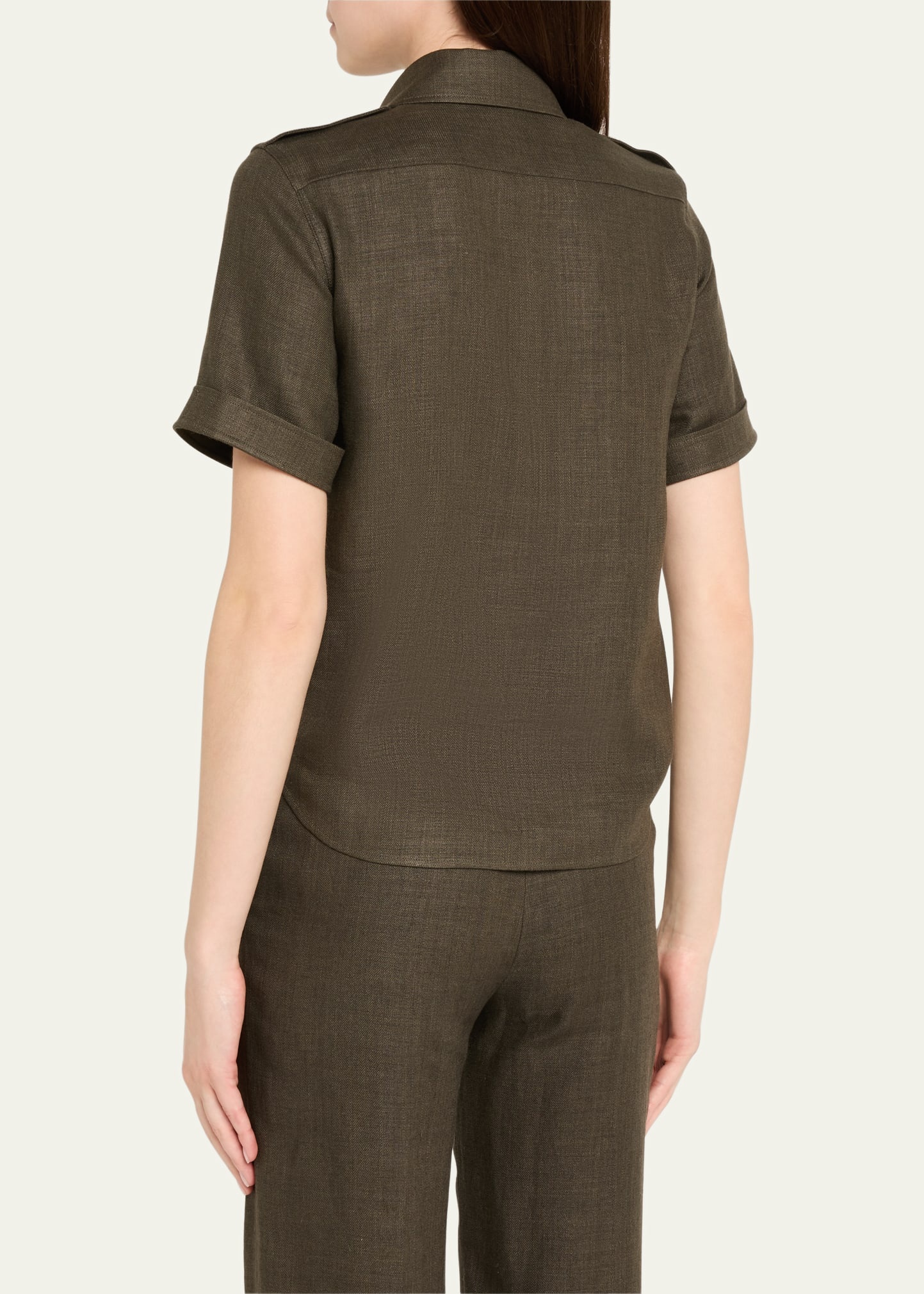 Cam Annalisa Structured Linen Button-Front Blouse - 3