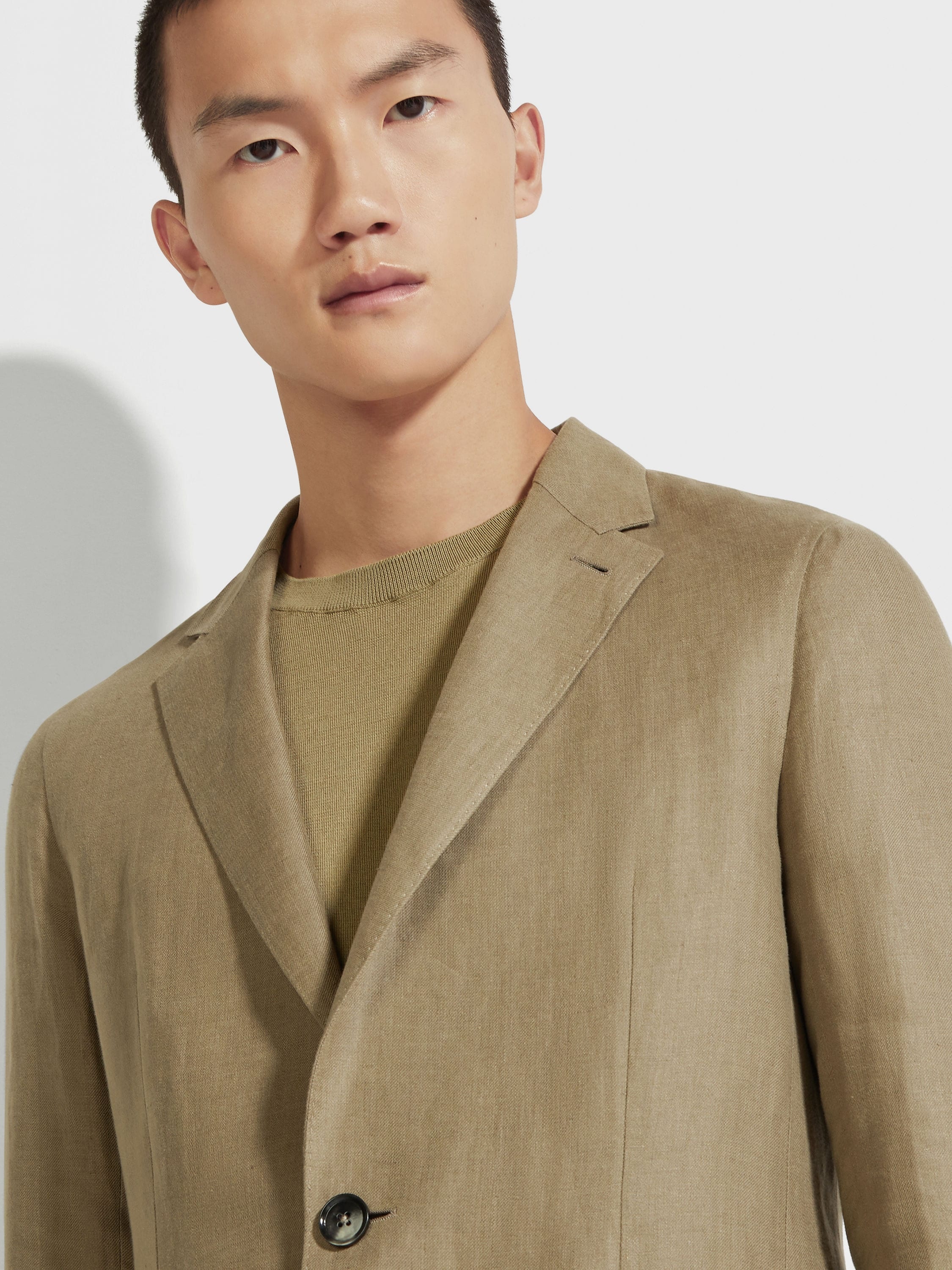 OLIVE GREEN OASI LINO SHIRT JACKET - 3