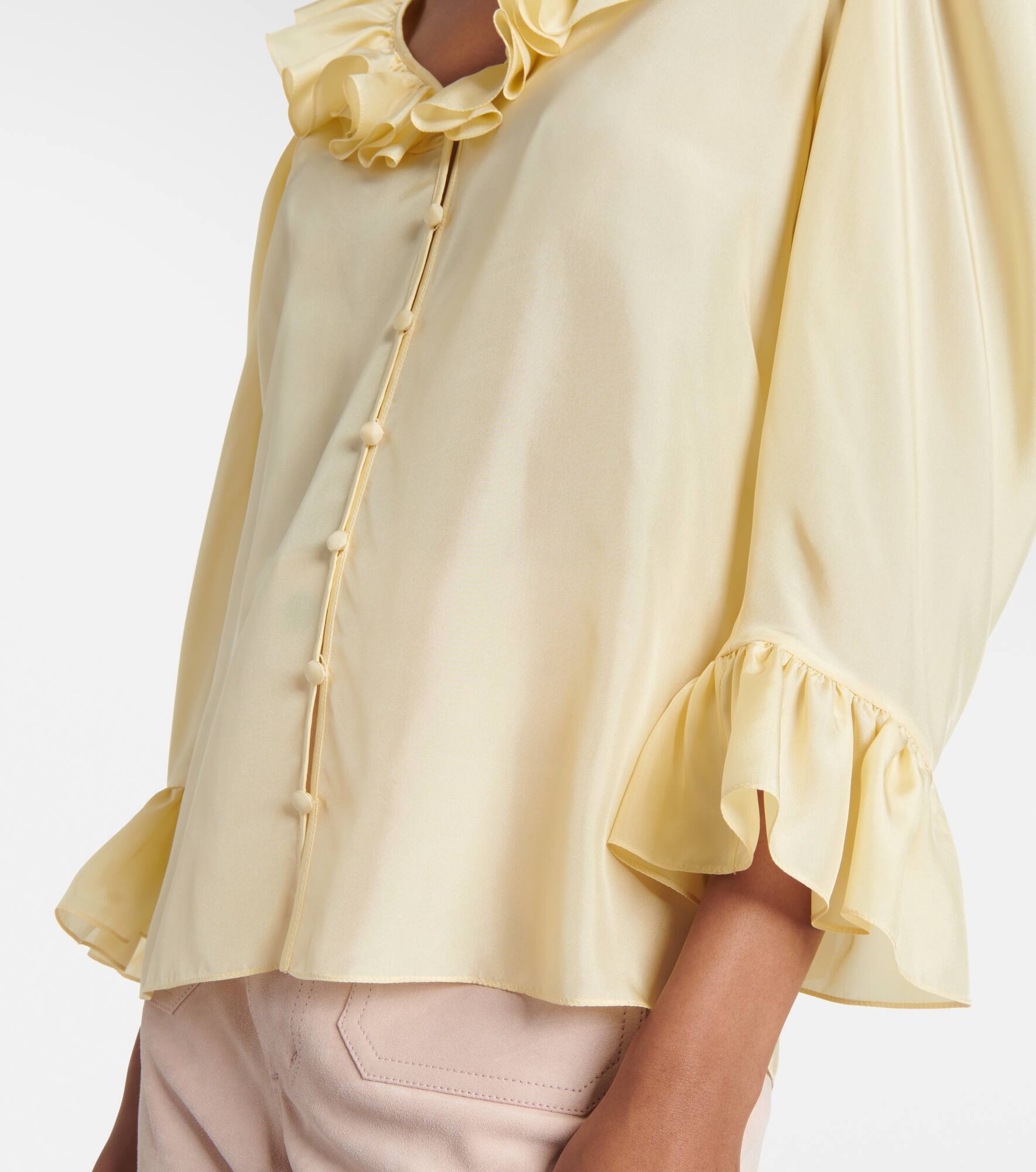 Ruffled silk habutai blouse - 5