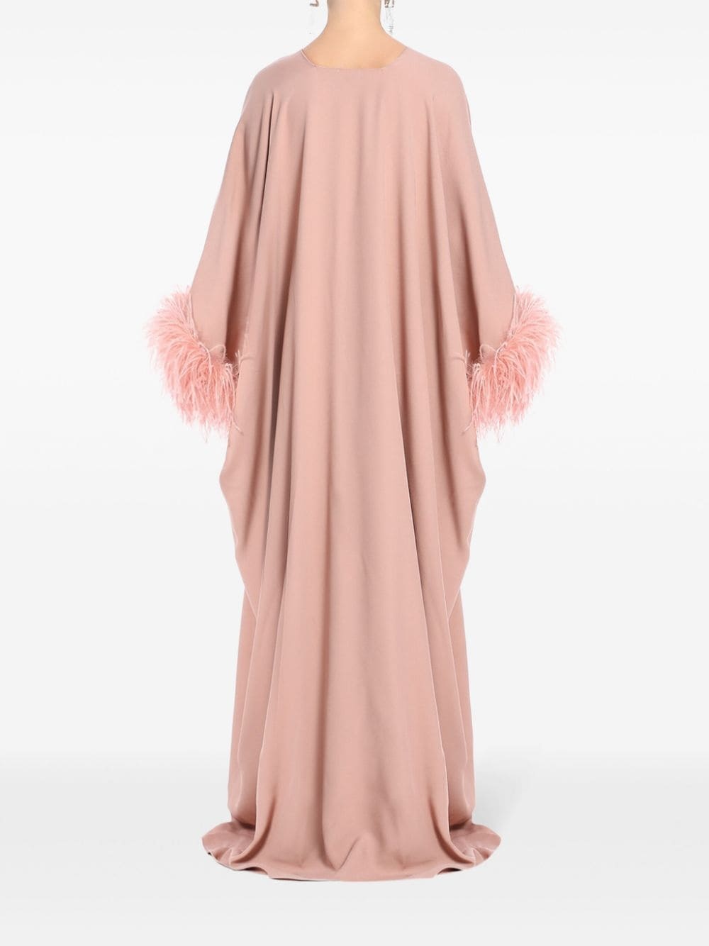 Gala feather-trim kaftan dress - 4