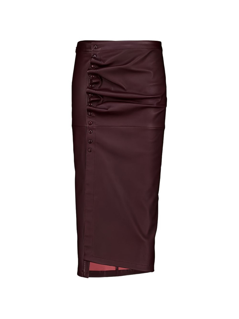 buttoned leather midi skirt 1