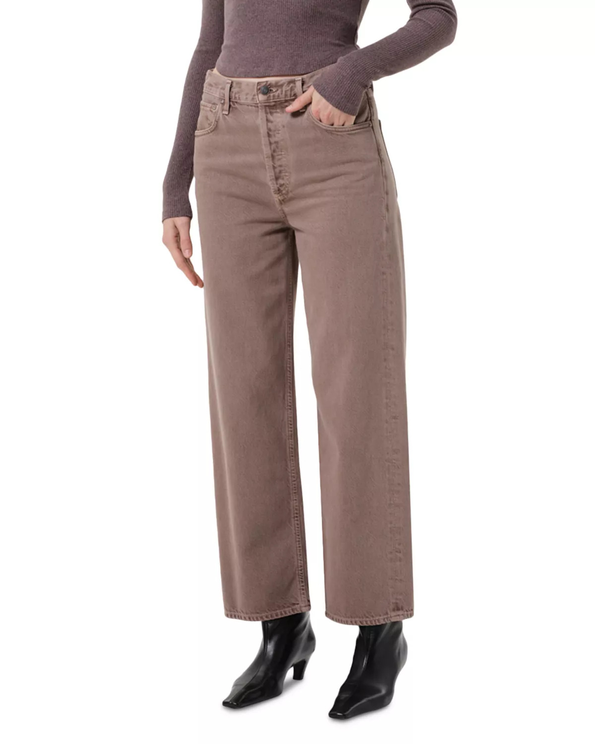Ren High Rise Wide Leg Ankle Jeans in Ceramic - 6