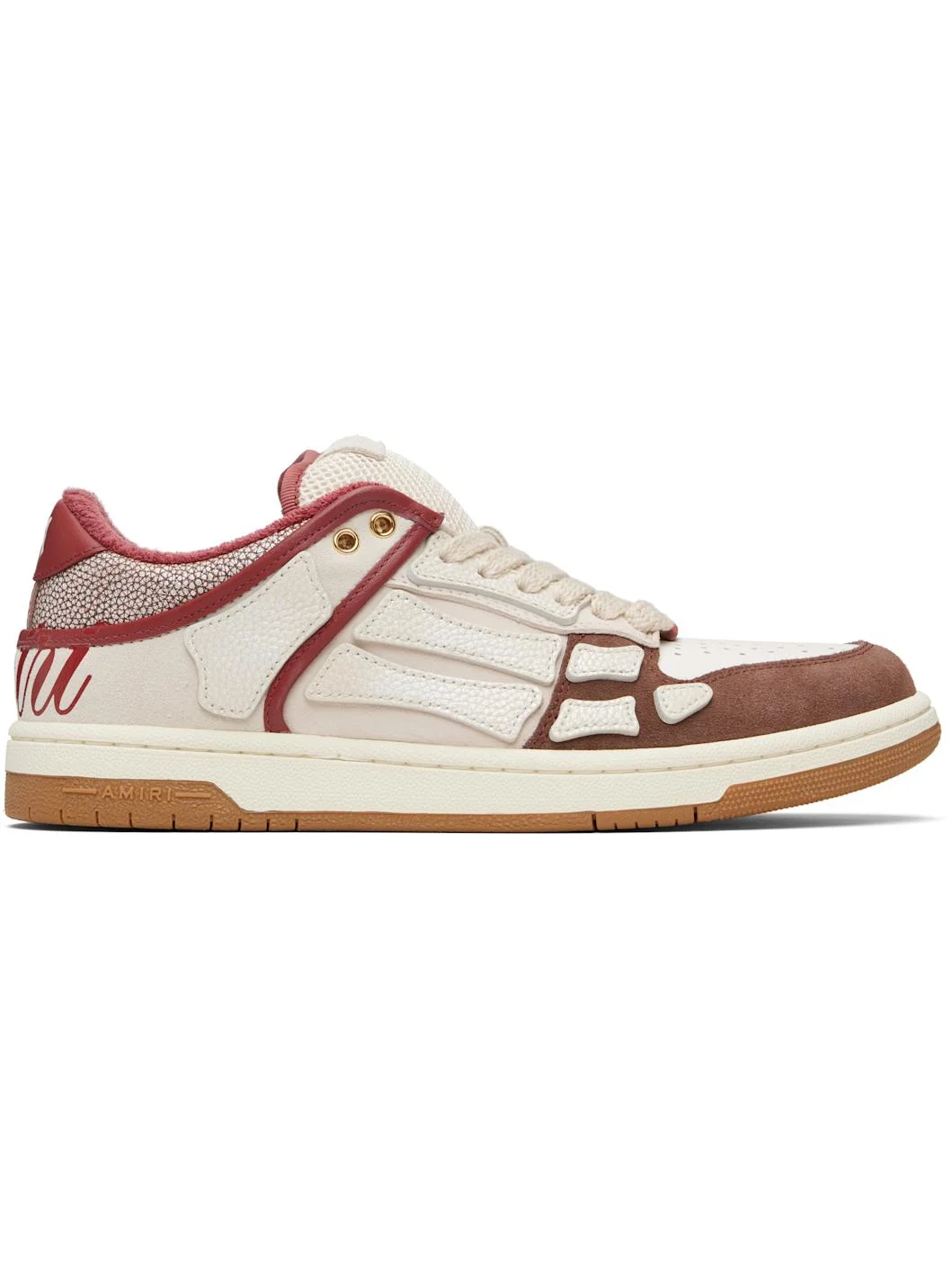 White & Red XL Skel Top Low Sneakers - 1