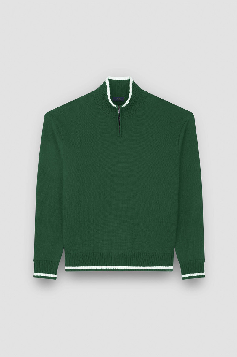 SOFT COOL TOUCH WOOL HALF ZIP SWEATER 1