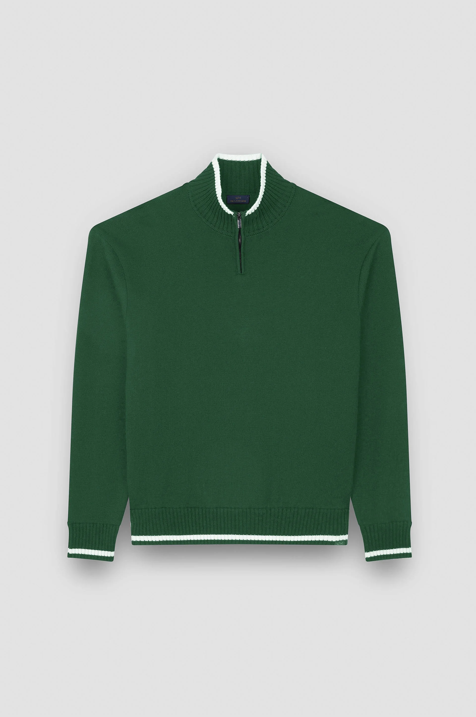 SOFT COOL TOUCH WOOL HALF ZIP SWEATER - 1