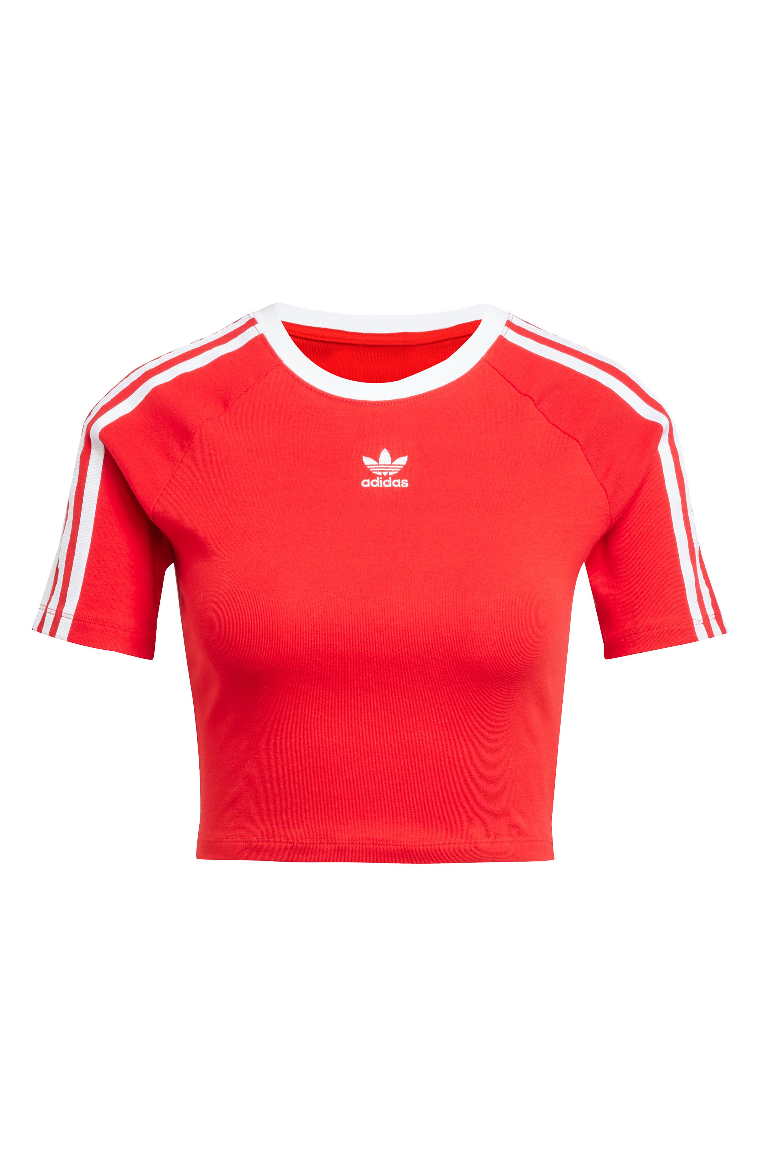 adidas 3-Stripes Baby Tee in Better Scarlet/White at Nordstrom - 4