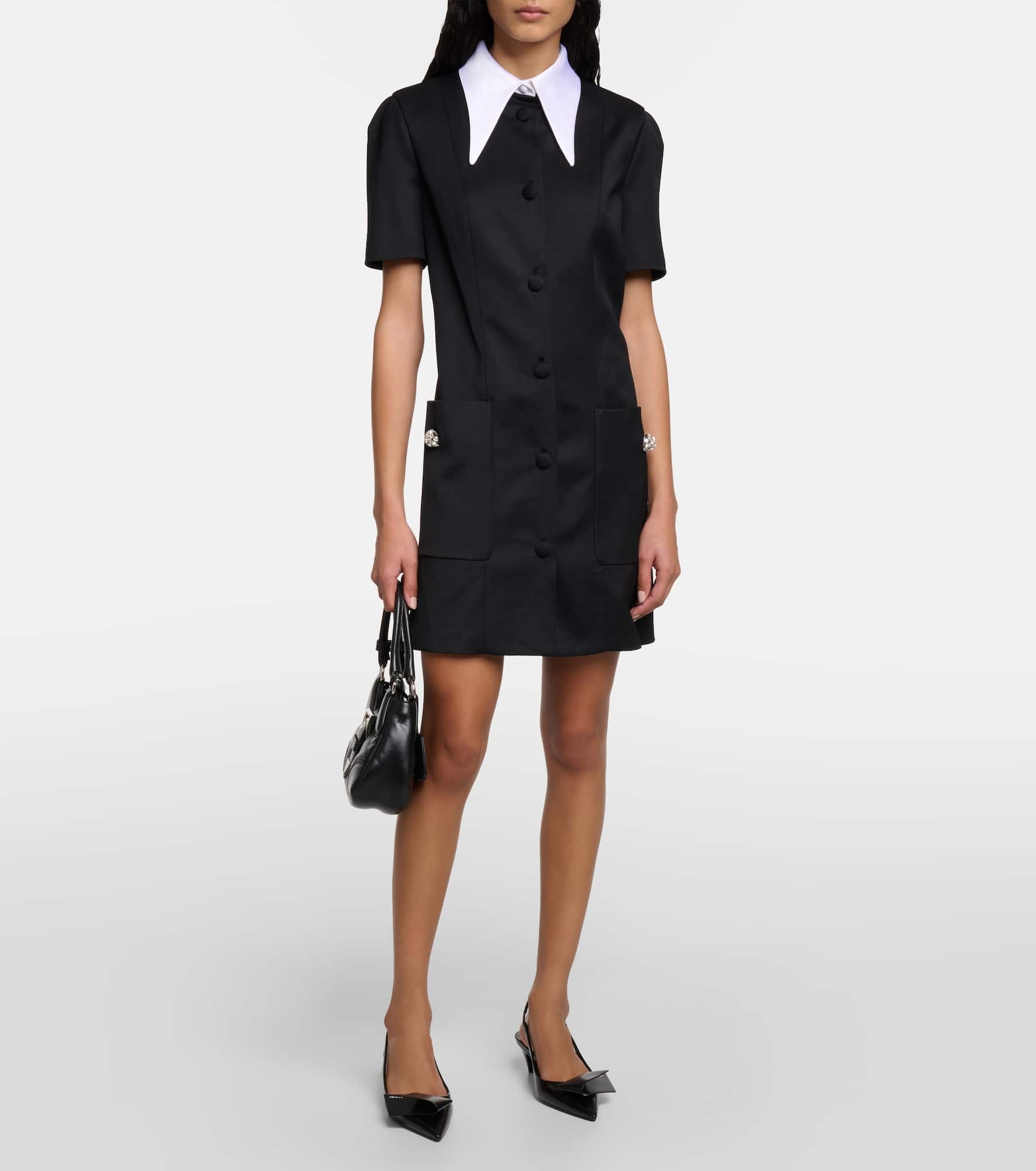 Wool satin shirt dress - 2