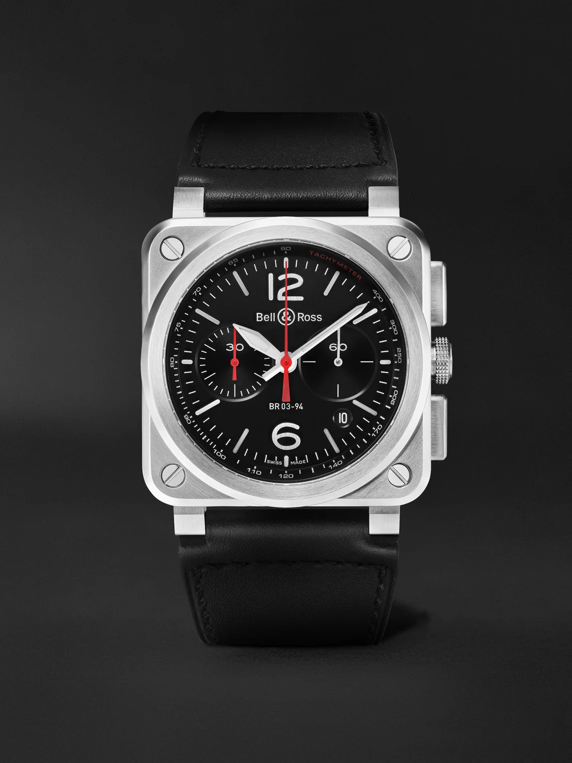 BR 03 Automatic Chronograph Stainless Steel Watch, Ref. BR0394-BLC-ST/SCA - 1