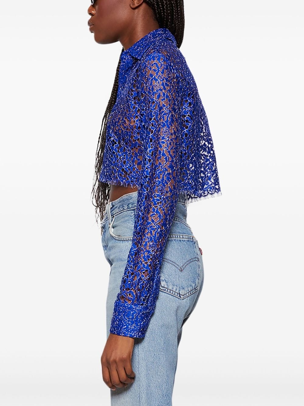 perforated cropped shirt - 3