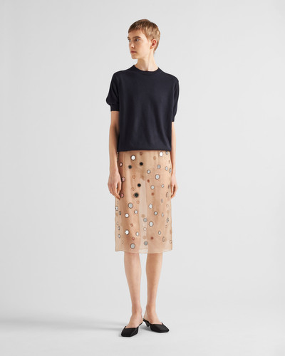 Prada Mirror-embellished organza midi-skirt outlook