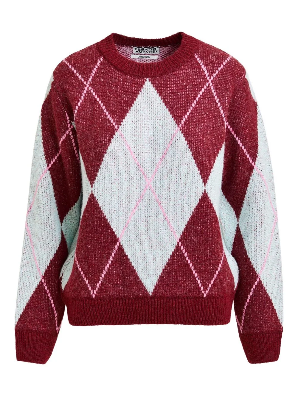 diamond-pattern crew-neck sweater - 1