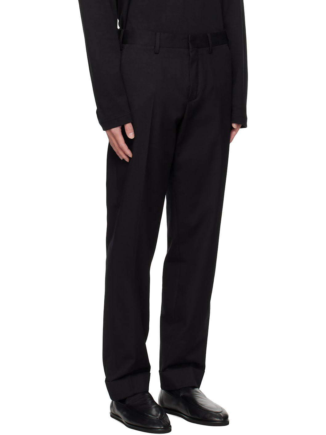Black Button Tab Trousers - 2