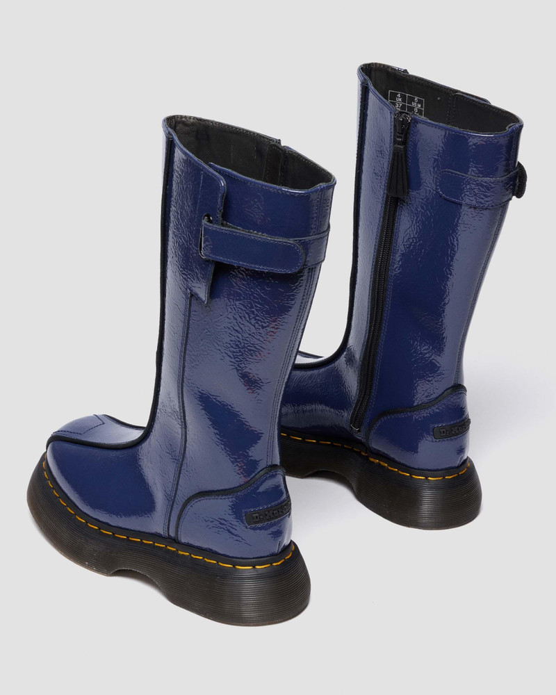 BUZZ HI Tall Distressed Patent Leather Boots 6