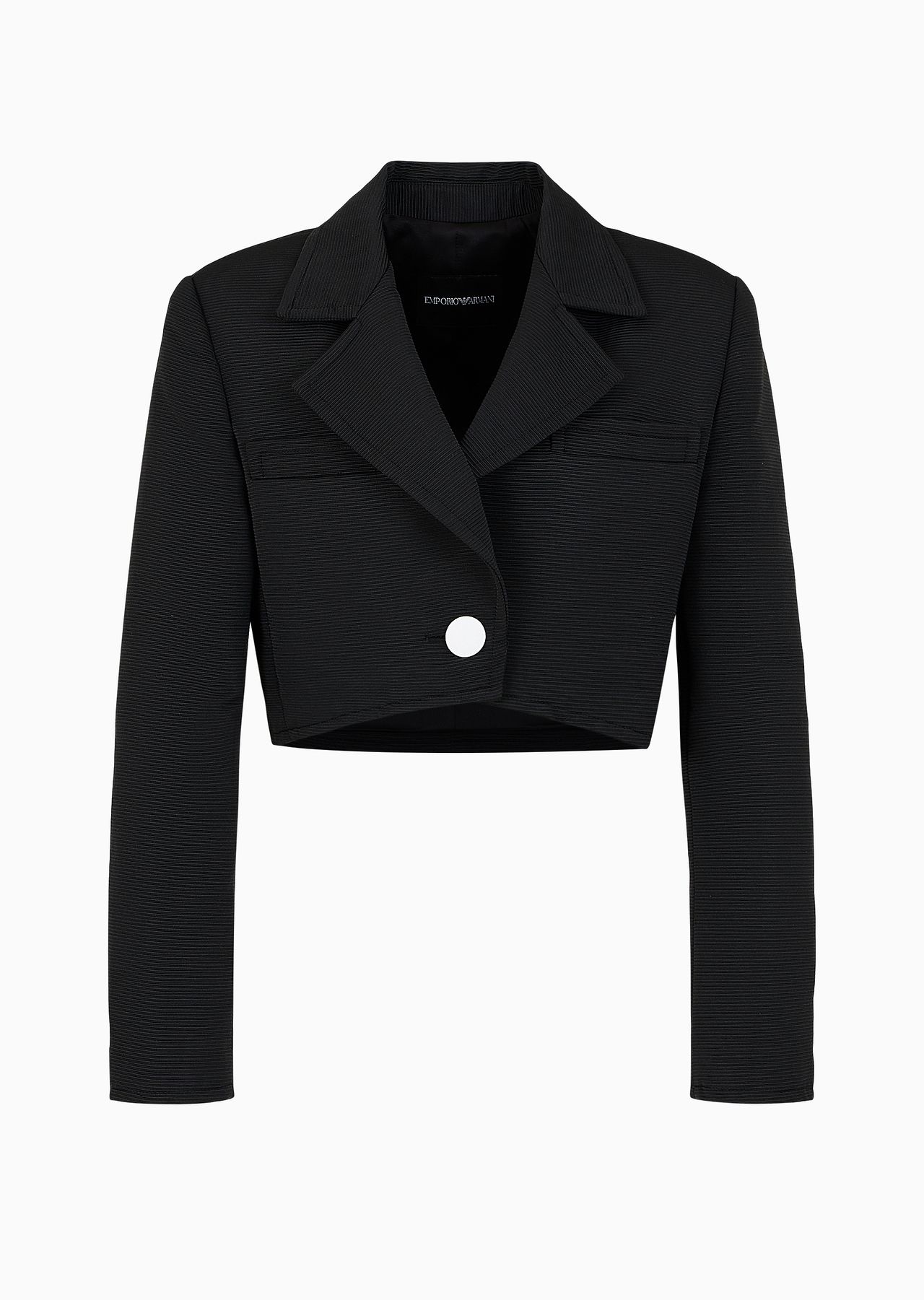 Cropped jacket with lapels in technical faille - 1