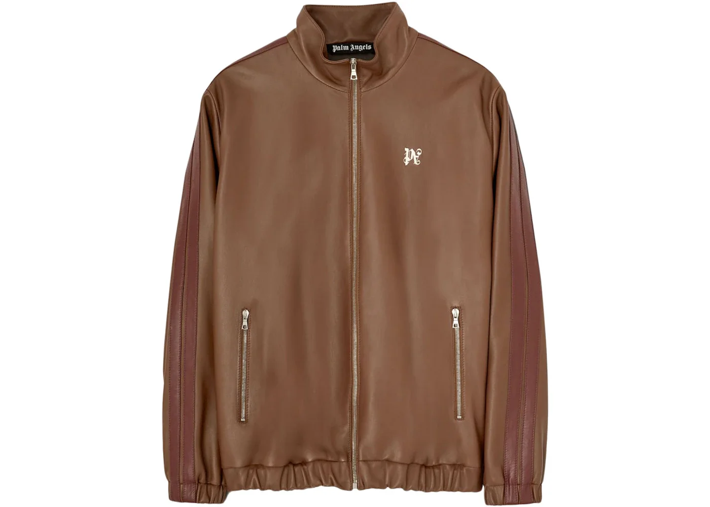 Palm Angels Pa Monogram Leather Track Jacket Chocolate brown - 1