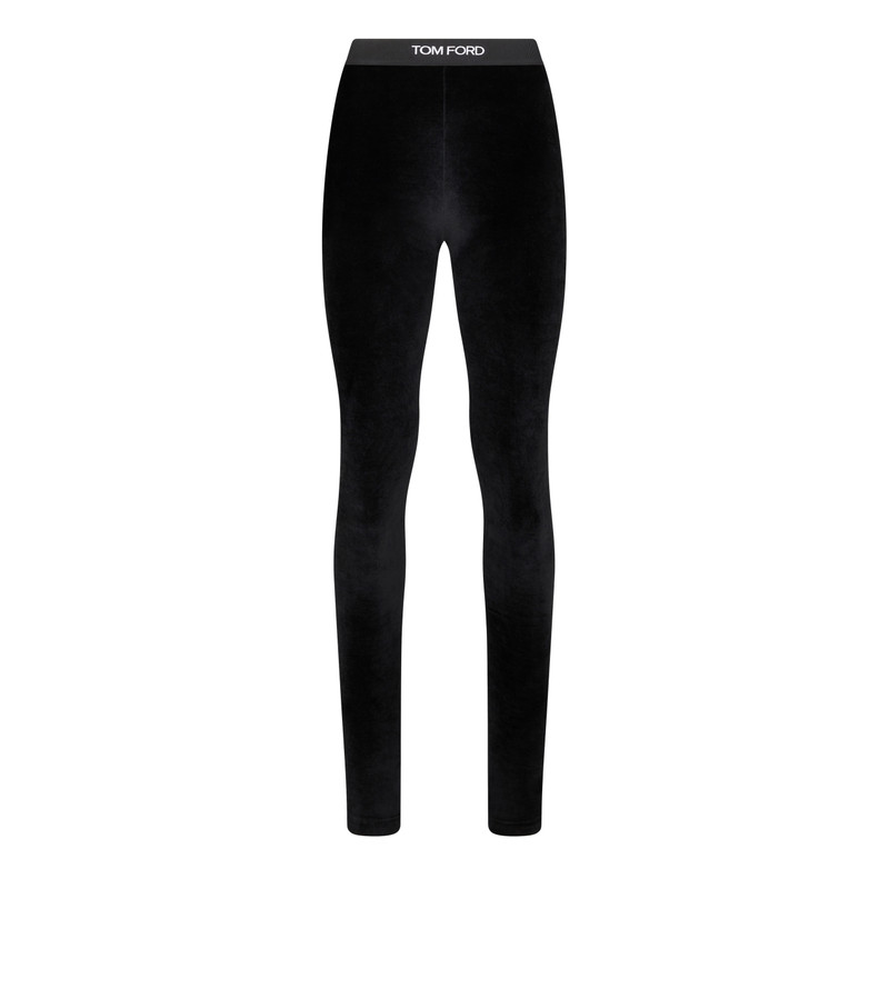 STRETCH LUSTROUS VELOUR SIGNATURE LEGGINGS - 1