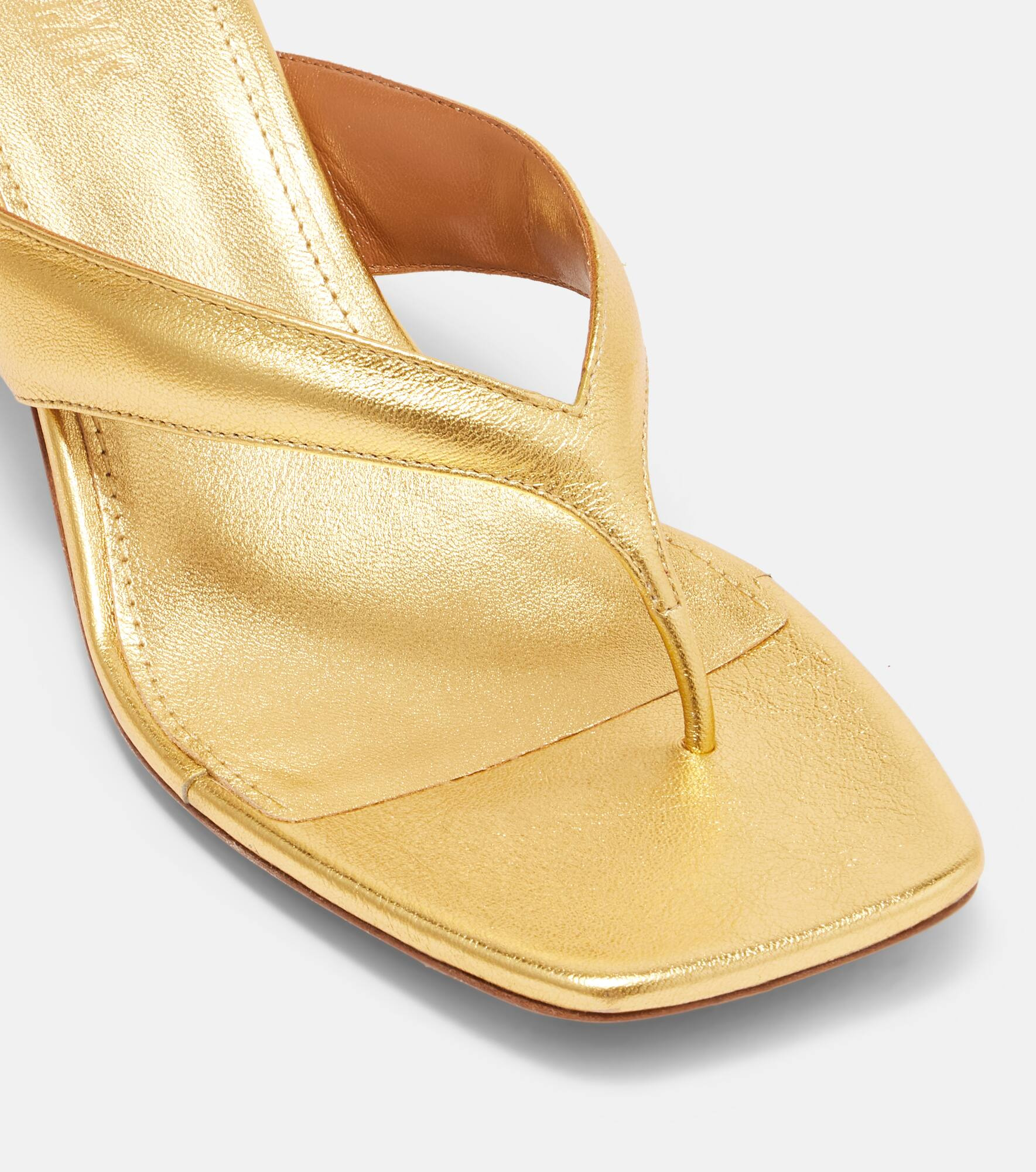 Portofino metallic leather thong sandals - 5