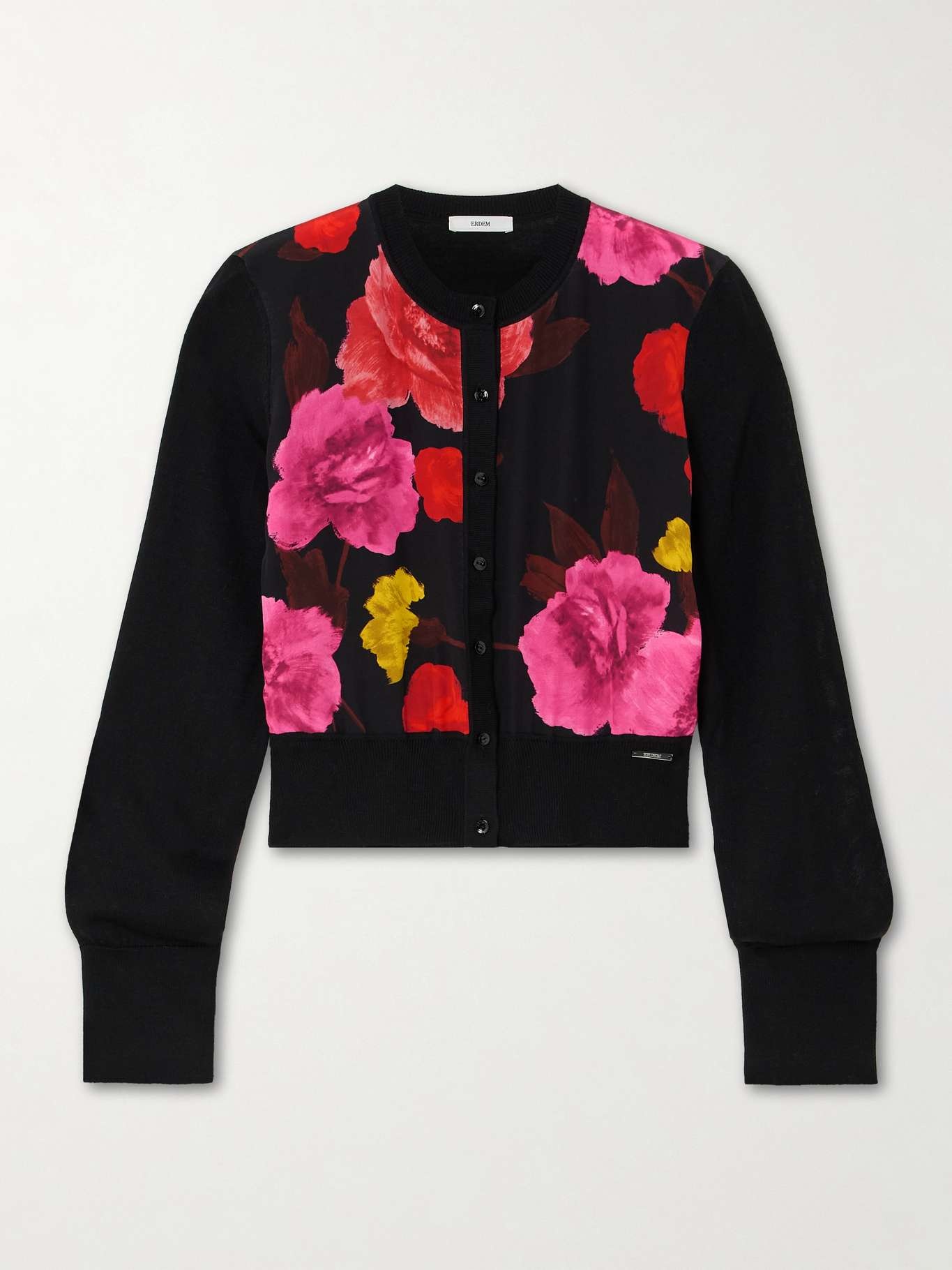 Floral-print wool and silk cardigan - 1