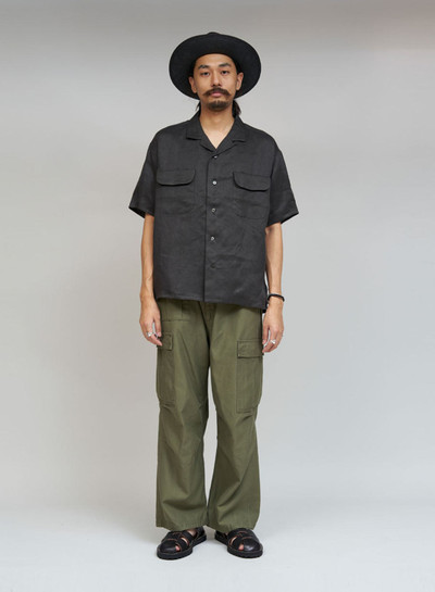 Nigel Cabourn Open Collar Shirt Linen Twill in Charcoal outlook