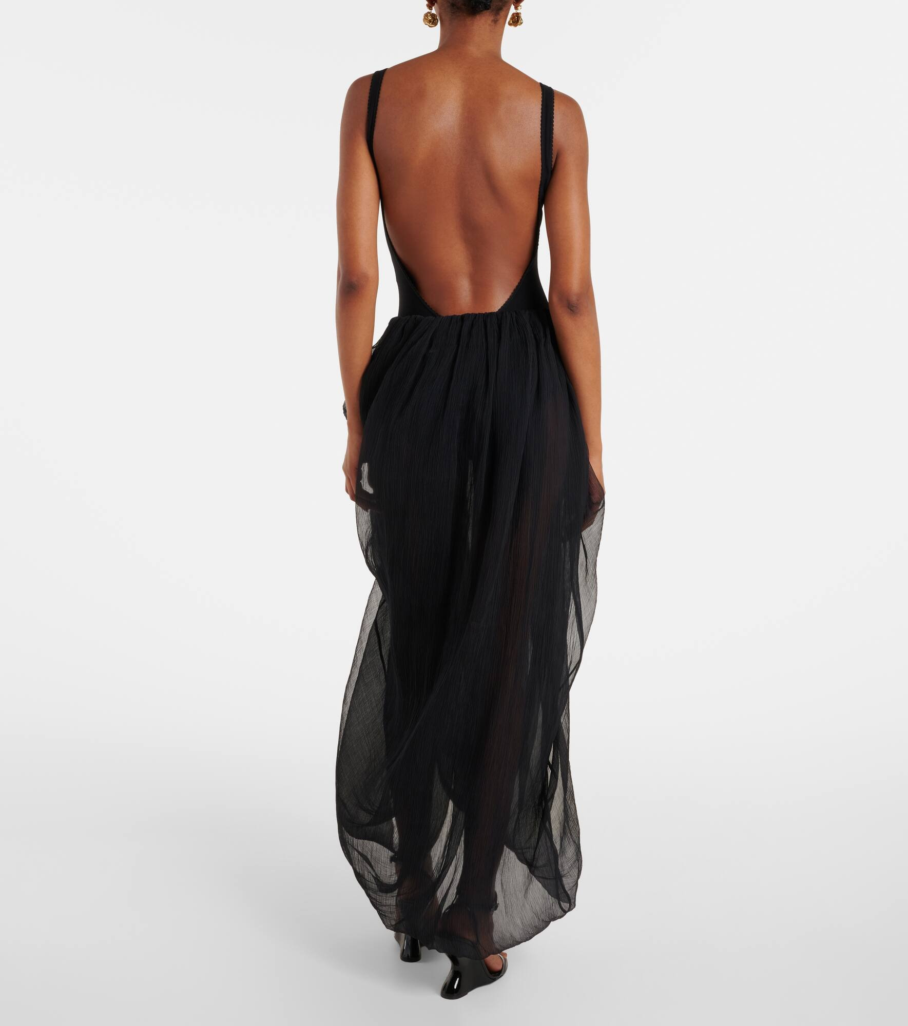 Ruffled silk tulle maxi skirt - 3