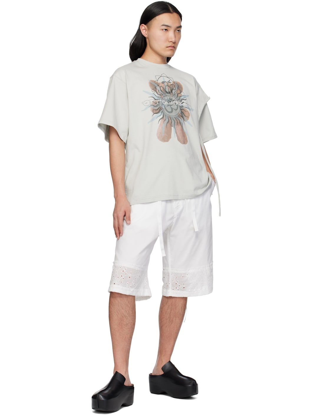 Gray Deconstructed Oversized T-shirt - 4