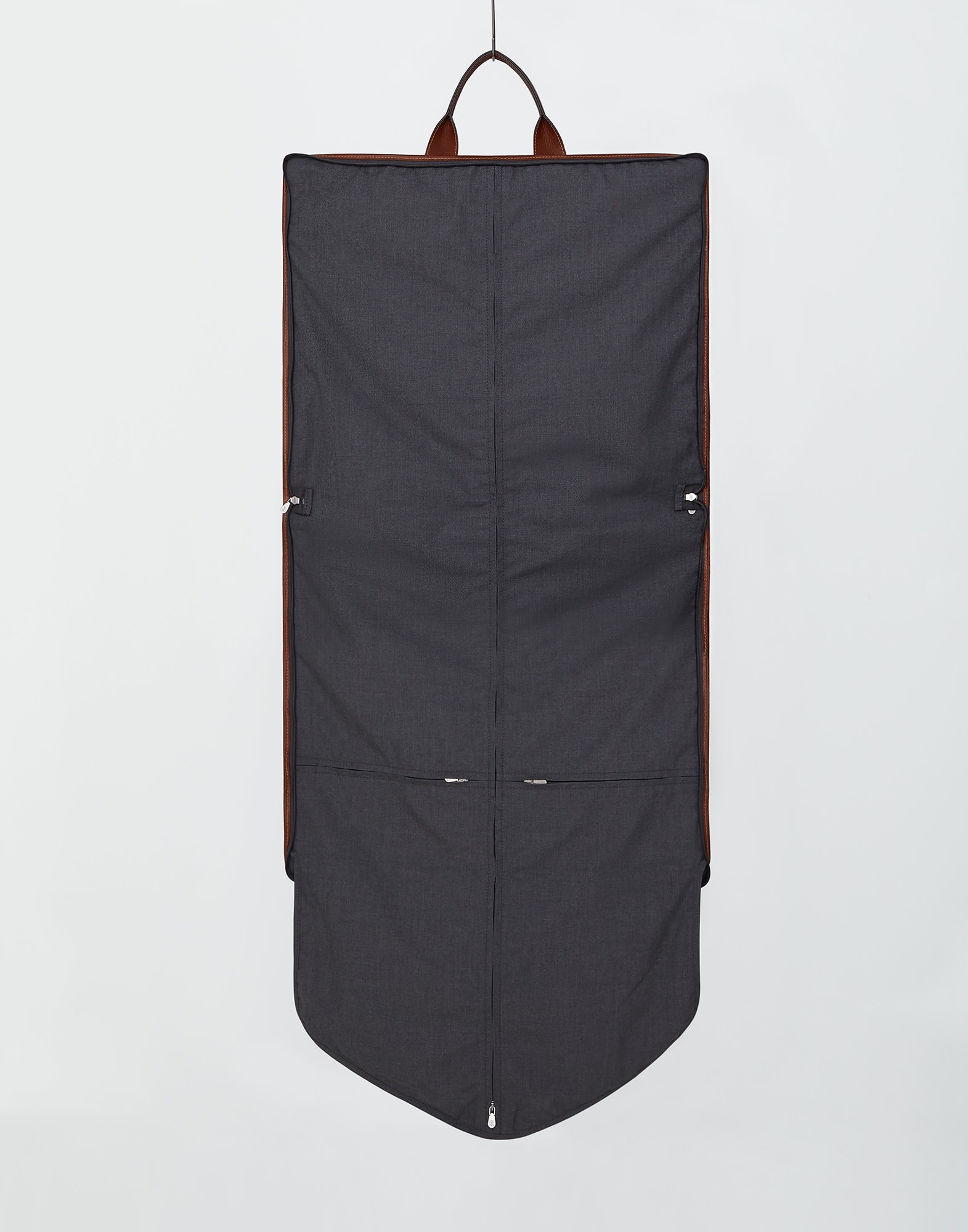 Water-resistant fabric and grained calfskin garment bag - 5