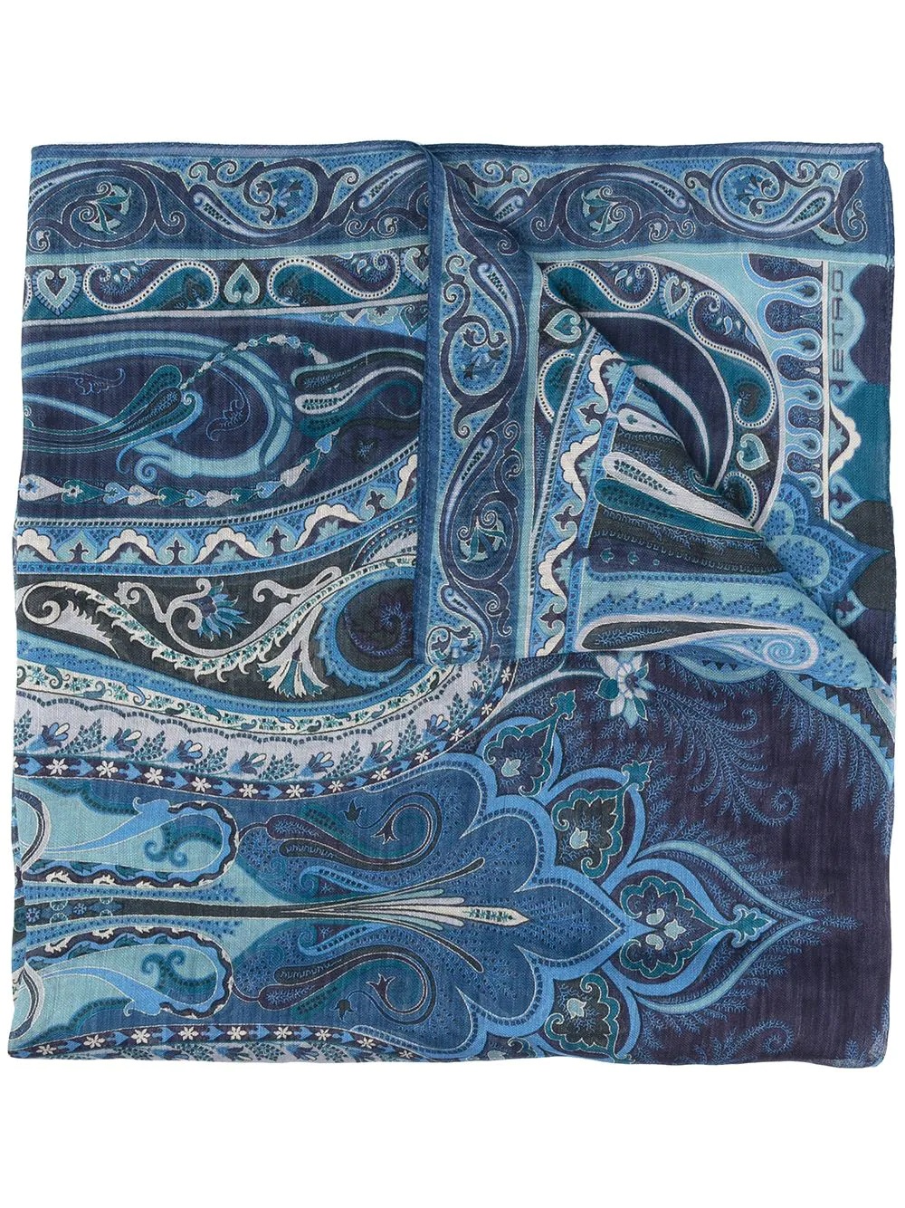 paisley-print linen-blend scarf - 1