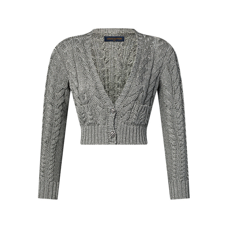 Cropped Cable Knit Cardigan 1