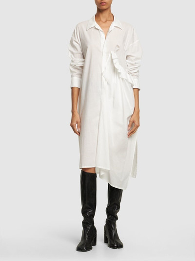 Yohji Yamamoto Asymmetric gathered cotton midi dress outlook