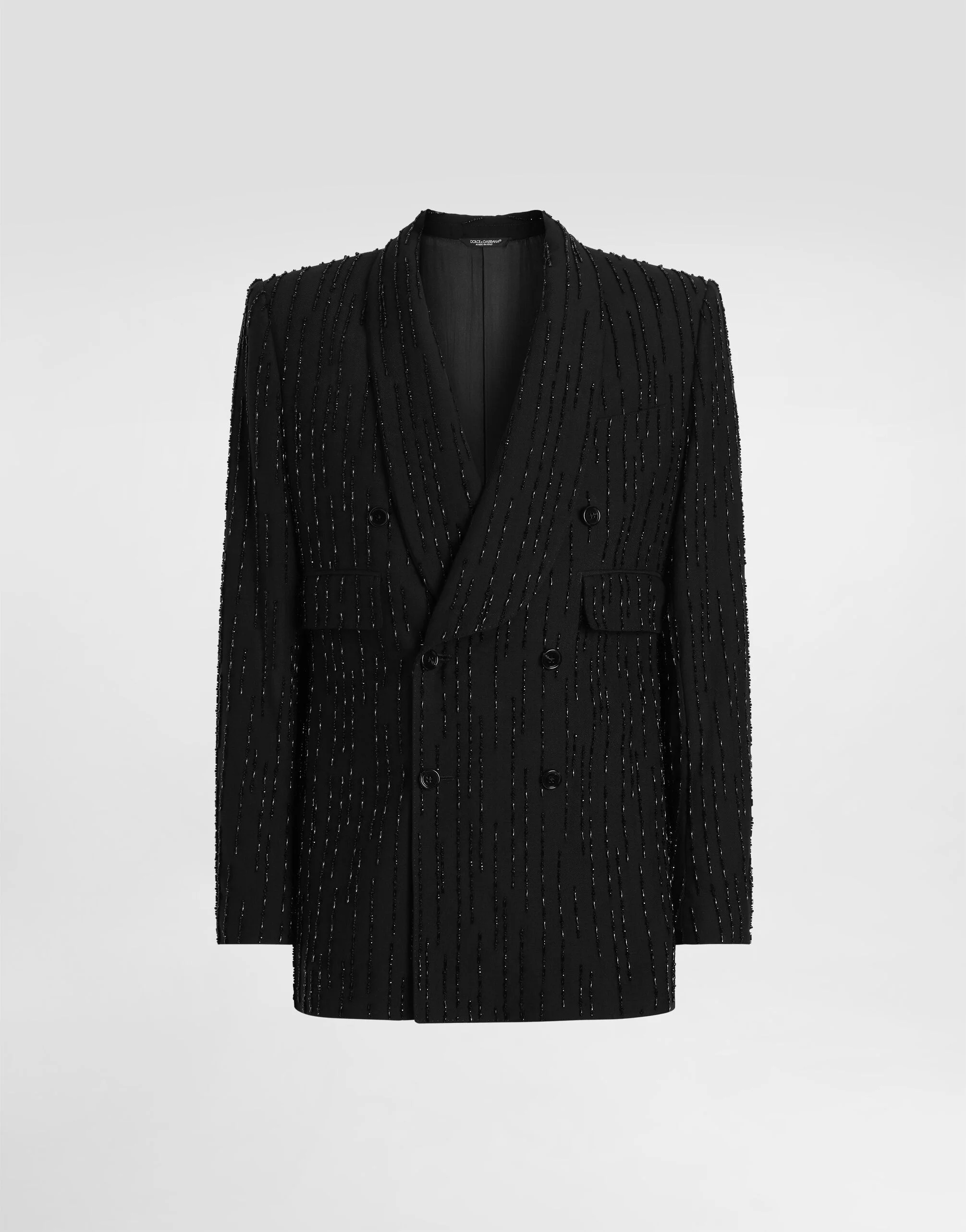Double-breasted sicilia jacket in embroidered virgin wool - 1