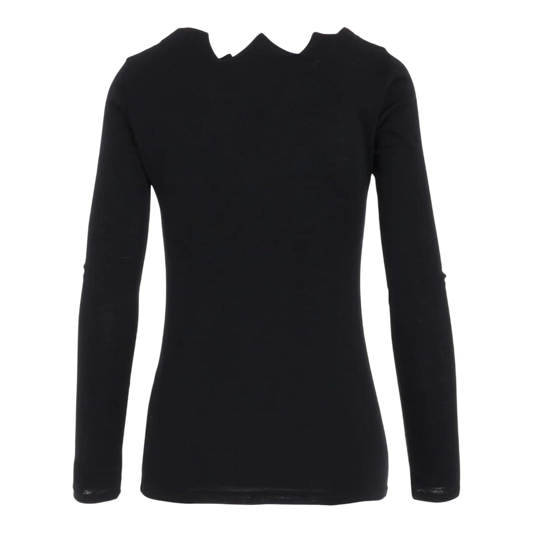 Zig-Zag Neck Line Long Sleeve Top - 2