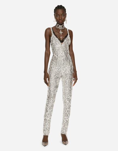 Dolce & Gabbana Marquisette jumpsuit with all-over rhinestone embellishment outlook