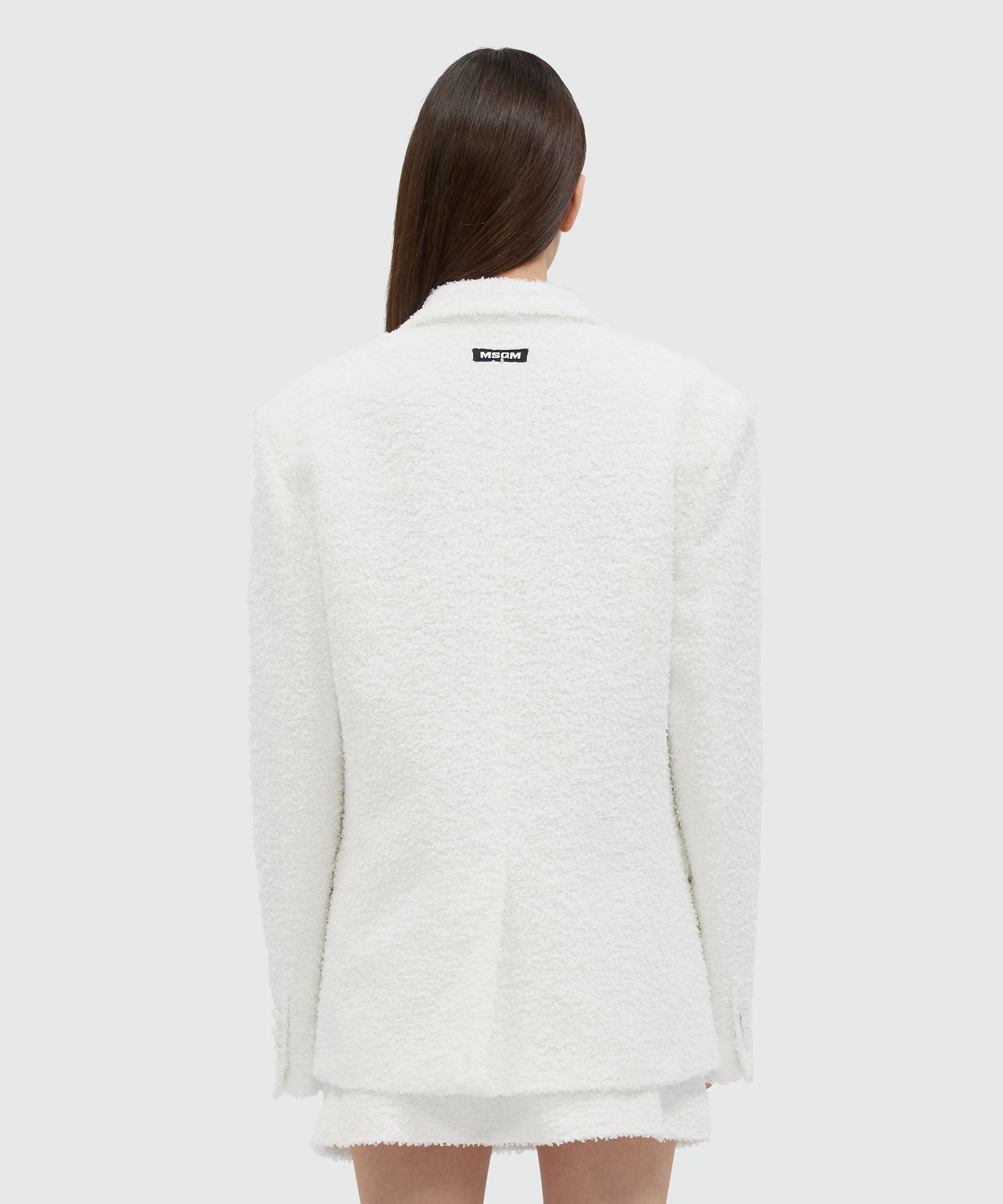 White sponge-effect tweed jacket - 3