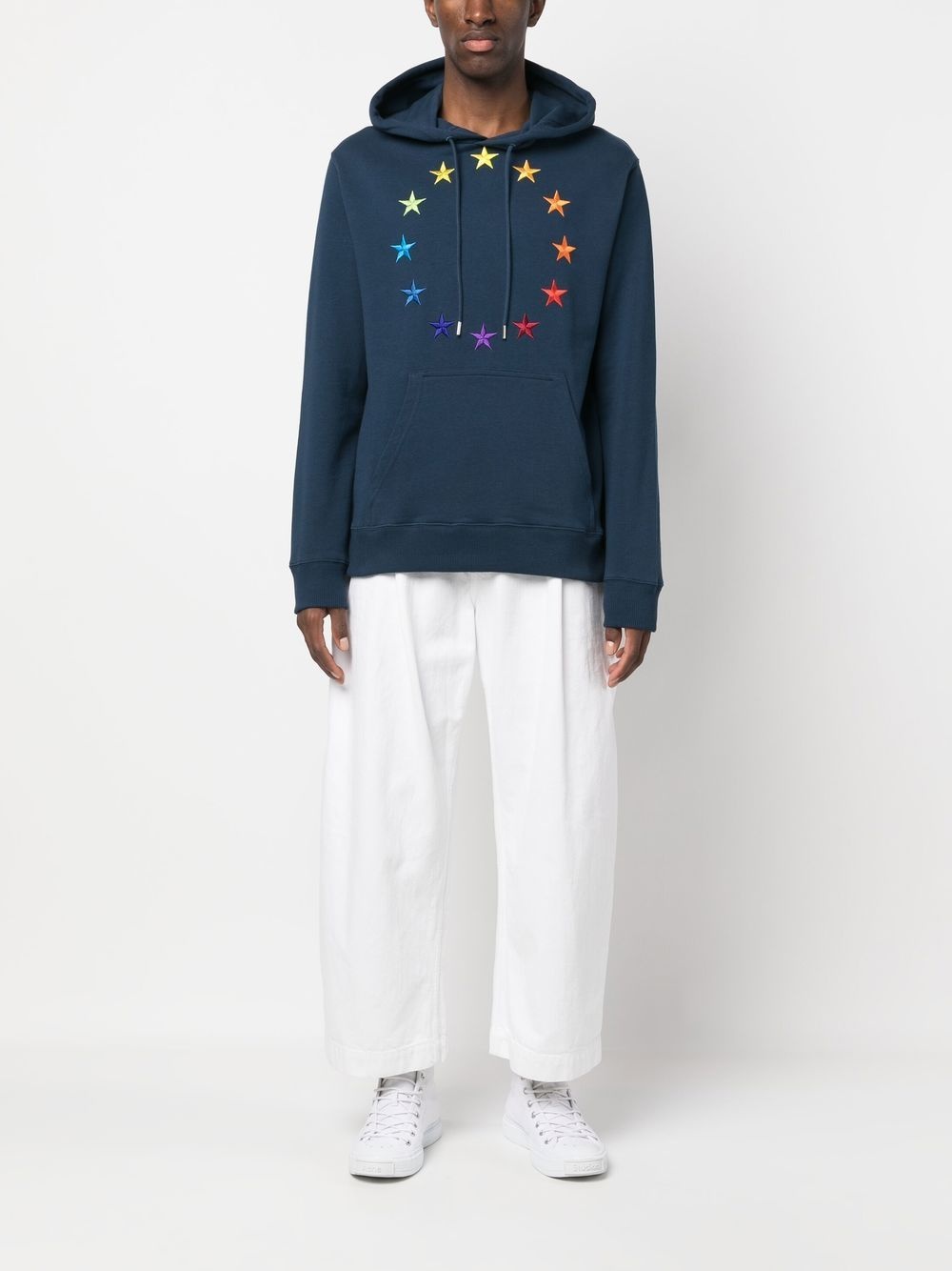 circular-embroidered cotton hoodie - 2