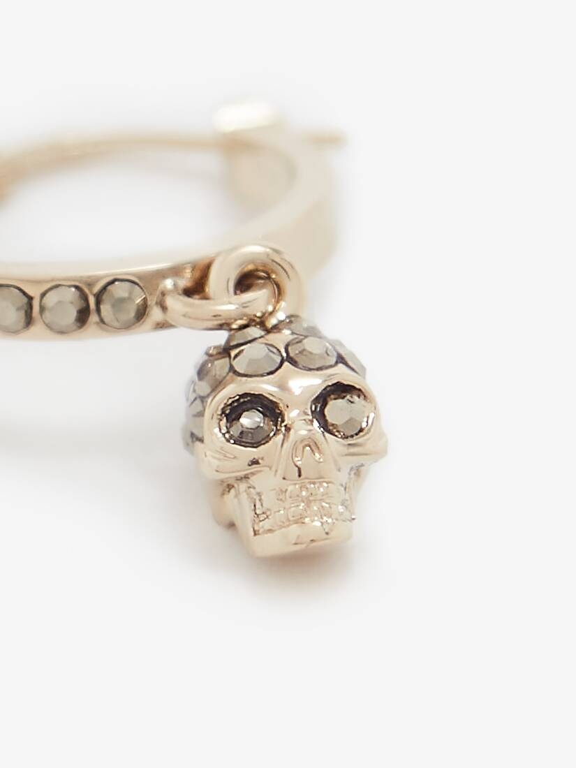 Women's Skull Mini Creole Hoop Earrings in Light Gold - 3