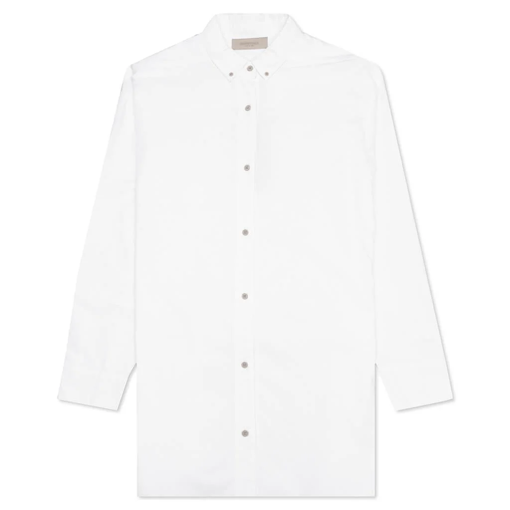 ESSENTIALS WOMEN'S OVERSIZED OXFORD - WHITE - 1